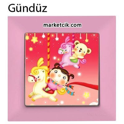 Mutlusan Candela Kids Carousel Pembe Tekli Anahtar Priz