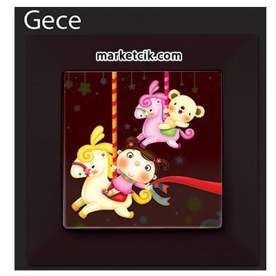 Mutlusan Candela Kids Carousel Pembe Tekli Anahtar Priz