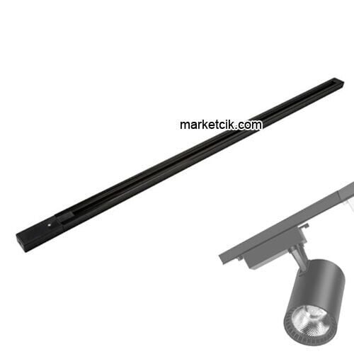 Marketcik Plastik Siyah Monofaze Led Ray Spot Rayı 2 metre