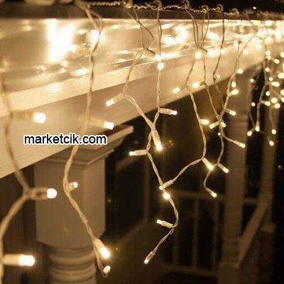 Marketcik 2 Metre 40x60x80cm Dış Mekan Saçak Led Perde Siyah Kablo Sabit-Çakar Işık