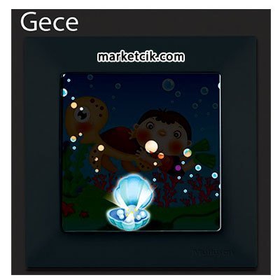 Mutlusan Candela Kids Caretta Mavi Tekli Anahtar Priz