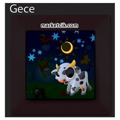 Mutlusan Candela Kids Cow Mavi Tekli Anahtar Priz