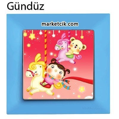 Mutlusan Candela Kids Carousel Mavi Tekli Anahtar Priz
