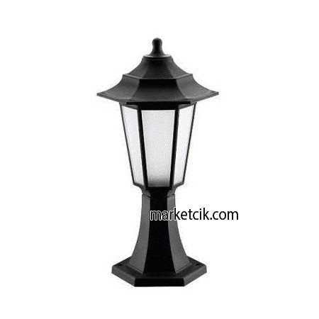 Siyah Plastik Altıgen Set Üstü Park Bahçe Armatürü