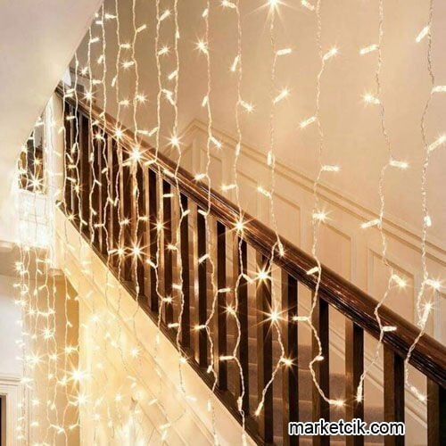 Marketcik 2x2 Metre İç Mekan Yılbaşı Led Perde Sarı Sabit Işık