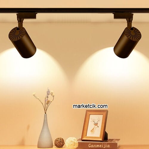 Marketcik Led Siyah Kasa Günışığı 1 Metre Raylı 2li 30W Ray Spot Vitrin Mağaza Armatürü