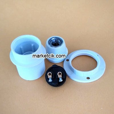 Marketcik E14 Beyaz Yarım Dişli Rondelalı İtalyan Duy, Avize Ampul Duyu