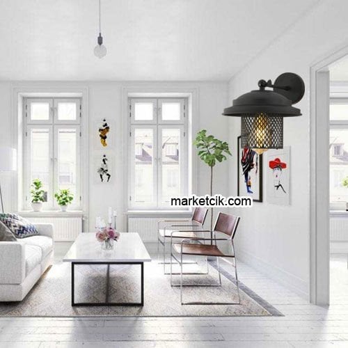 Marketcik RTA114-107 Izgaralı Dekoratif Siyah Retro Modern Duvar Aplik