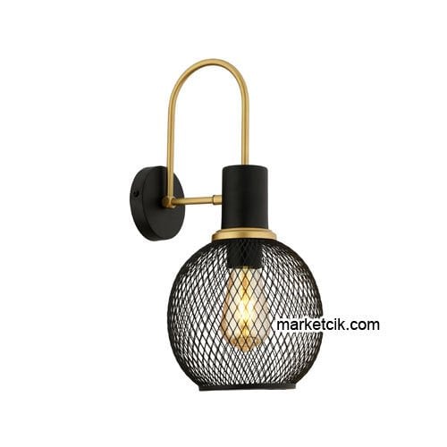 Marketcik RTA114-108 Izgaralı Dekoratif Siyah Retro Modern Duvar Aplik