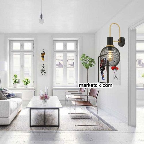 Marketcik RTA114-108 Izgaralı Dekoratif Siyah Retro Modern Duvar Aplik