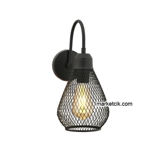 Marketcik RTA114-109 Izgaralı Dekoratif Siyah Retro Modern Duvar Aplik