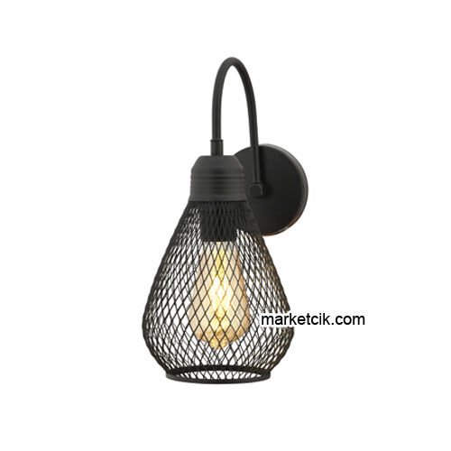 Marketcik RTA114-109 Izgaralı Dekoratif Siyah Retro Modern Duvar Aplik