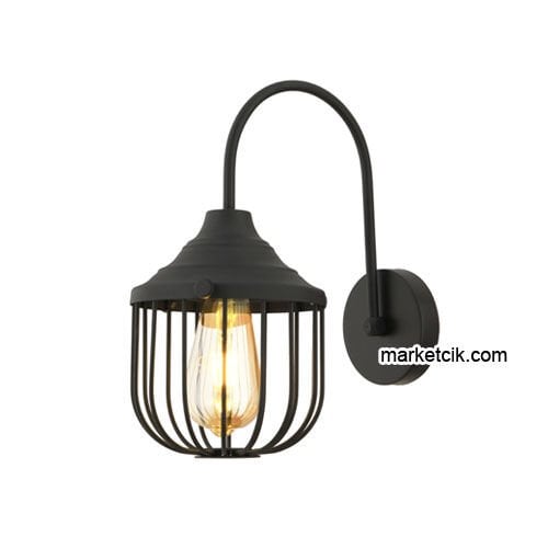 Marketcik RTA114-110 Kafesli Dekoratif Siyah Retro Modern Duvar Aplik
