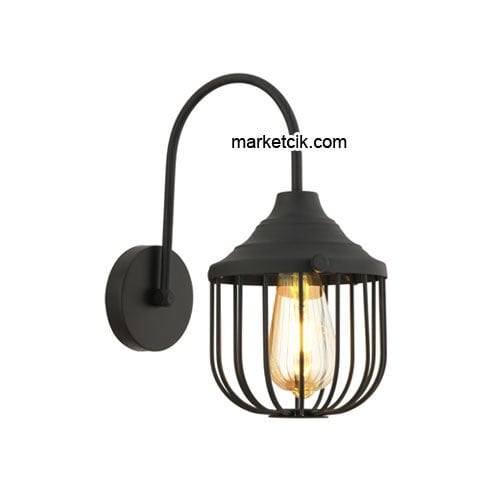 Marketcik RTA114-110 Kafesli Dekoratif Siyah Retro Modern Duvar Aplik