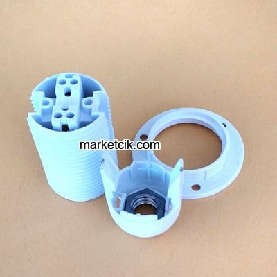 Marketcik E14 Beyaz Tam Dişli Rondelalı Geçmeli Duy