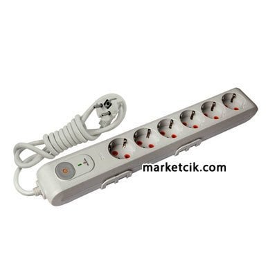 Viko Multi-let Şok-Akım Korumalı 6lı Topraklı Grup Priz, 1,5 Metre Anahtarlı