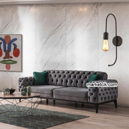 Marketcik RTA114-112 Dekoratif Siyah Retro Modern Duvar Aplik