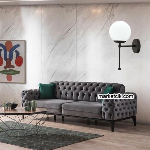 Marketcik RTA115-102 Dekoratif Siyah Retro Modern Duvar Aplik