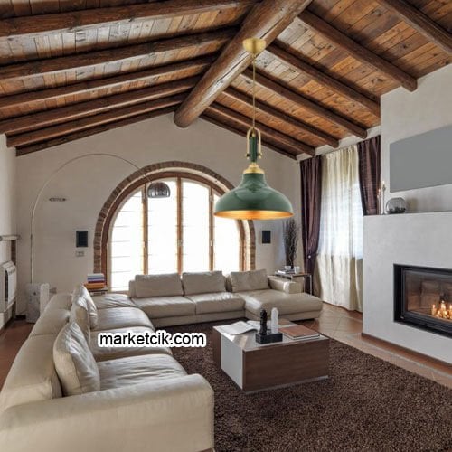 Marketcik RTA109-104 Dekoratif Yeşil Tekli Retro Modern Sarkıt Avize