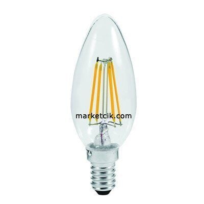 4 Watt E14 Duy Led Filament Ampul, İnce Duy Mum Model Led Ampul Günşığı Işık