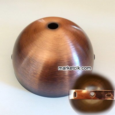 Avize, Abajur İçin Yuvarlak Bakır Eskitme Metal Rozans 10 cm, TAVAN ASKILI