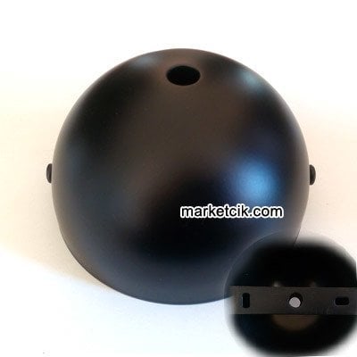 Avize, Abajur İçin Yuvarlak Siyah Metal Rozans 10 cm, TAVAN ASKILI