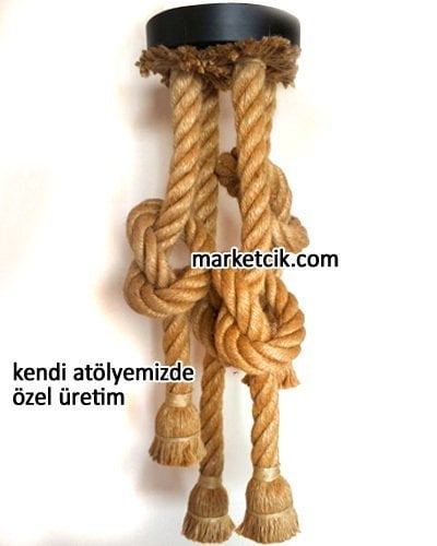 Dekoratif 4 lü Halat Sarkıt Avize, Metal Duylu ve Rozanslı