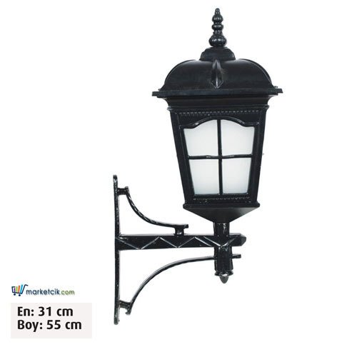 Ayaz 55x31 Alüminyum Kare Çıtalı Fenerli Park Bahçe Aydınlatma Duvar Apliği