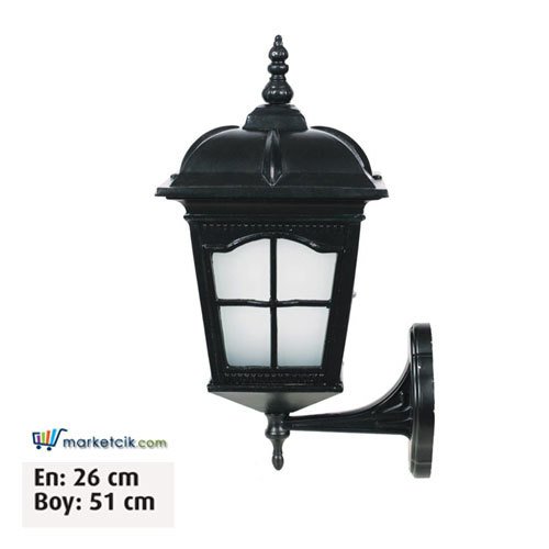 Ayaz 51x26 Alüminyum Kare Çıtalı Fenerli Park Bahçe Aydınlatma Duvar Apliği