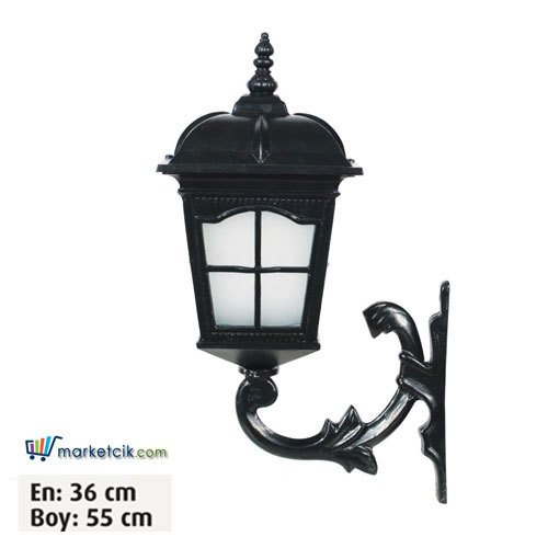 Ayaz 55x36 Alüminyum Kare Çıtalı Fenerli Park Bahçe Aydınlatma Duvar Apliği