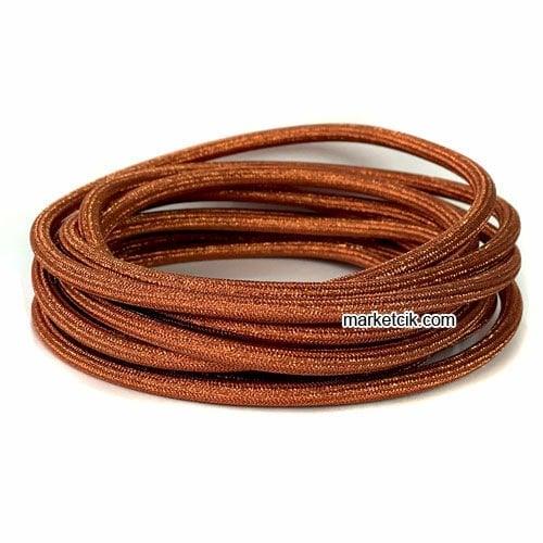 Marketcik 2x0,50mm Bakır Renk Dekoratif Örgülü Kumaş Kablo, 1 Metre
