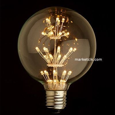 Edison Dekoratif Led Rustik Ampul 1,6 Watt E27 Duy, G120 Glop Çiçek Led Ampul Modeli 12cm