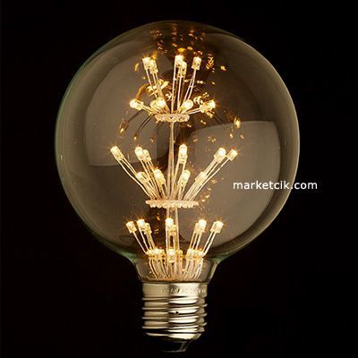 Edison Dekoratif Led Rustik Ampul 1,6 Watt E27 Duy, G95 Glop Çiçek Led Ampul Modeli 9,5cm
