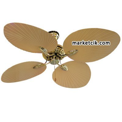 Kaşkar T52040 Dekoratif Aydınlatmasız 4 Kanatlı Tavan Vantilatörü, Sarı Renk