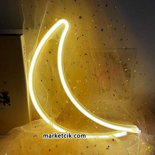30 cm ve 60 cm Hilal Neon Led Işık Süsleme Işığı Sarı Işık