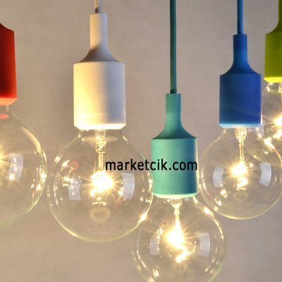 Marketcik Dekoratif 1 Metre E27 Sarı Renkli Silikon Duy, STOK SORUNUZ