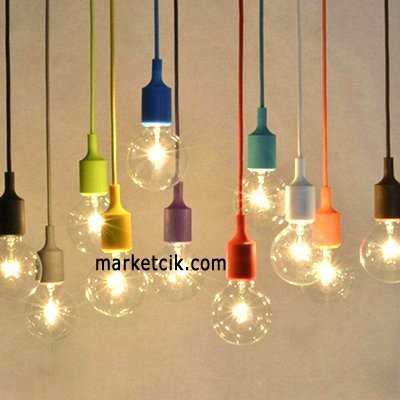 Marketcik Dekoratif 1 Metre E27 Sarı Renkli Silikon Duy, STOK SORUNUZ