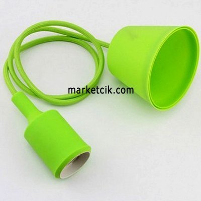 Marketcik Dekoratif 1 Metre E27 Yeşil Renkli Silikon Duy, STOK SORUNUZ