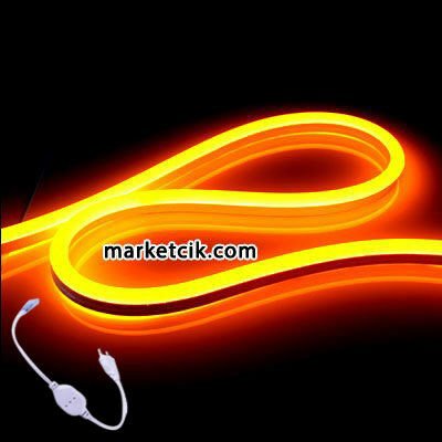 Ayaz İç ve Dış Mekan Fiş Aparatlı Neon Led Hortum Amber Işık 10 Metre