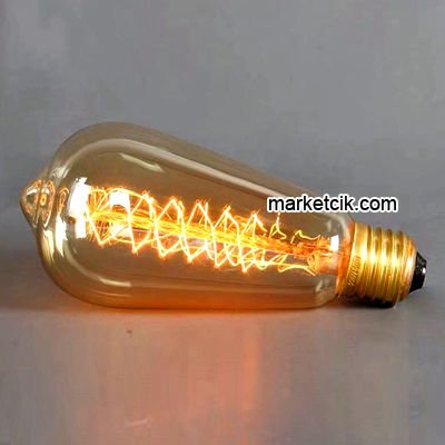 Rustik 40 Watt ST64 Burgulu Armut Ampul, Dimerli E27 Duylu