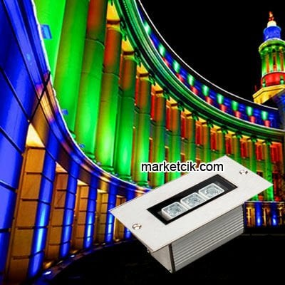 3 Watt Sıva Altı Led Wallwasher Duvar Boyama Aydınlatma Armatürü, Beyaz-Günışığı-Mavi-Kırmızı-Yeşil-Amber Işık