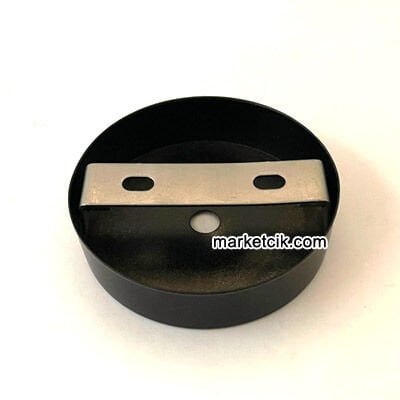 Marketcik 8cm Avize, Abajur İçin Yuvarlak Siyah Metal Rozans Avize Tavan Kapağı
