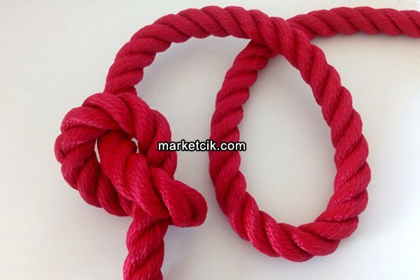 2cm Dekoratif Örgülü Kırmızı Halat, 1 Metre-KABLOSUZ
