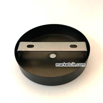 Marketcik 10cm Avize, Abajur İçin Yuvarlak Siyah Metal Rozans Avize Tavan Kapağı