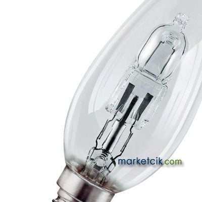 42 Watt E14 Klasik Kıvrık Normal Halojen Avize Ampulü, 60 Watt Işık