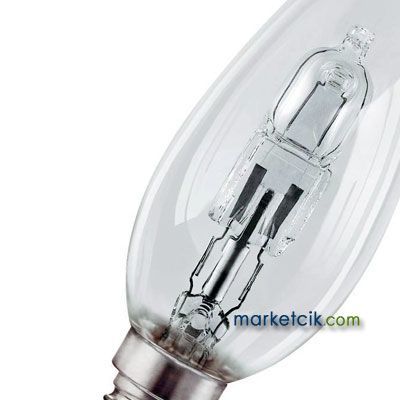 42 Watt E14 Klasik Kıvrık Normal Halojen Avize Ampulü, 60 Watt Işık
