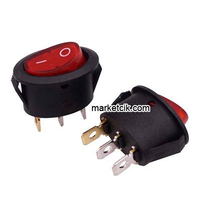 On Off Oval Işıklı Anahtar Buton