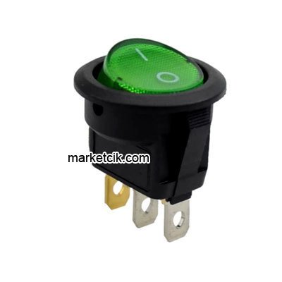 On Off Yuvarlak Yeşil Işıklı Anahtar Buton