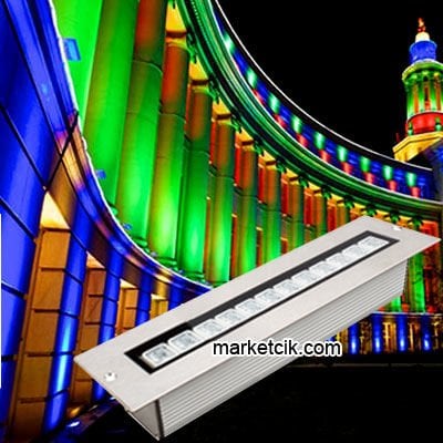 12 Watt Sıva Altı Led Wallwasher Duvar Boyama Aydınlatma Armatürü, Beyaz-Günışığı-Mavi-Kırmızı-Yeşil-Amber Işık