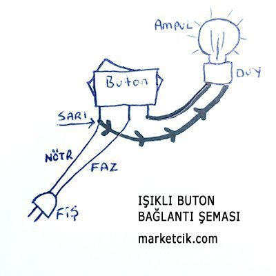 On Off Tekli Sarı Işıklı Anahtar Buton